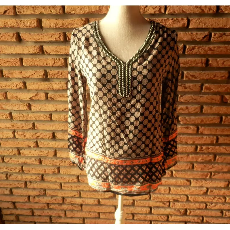 blouse femme t.38 noire orange - Noemie&co -