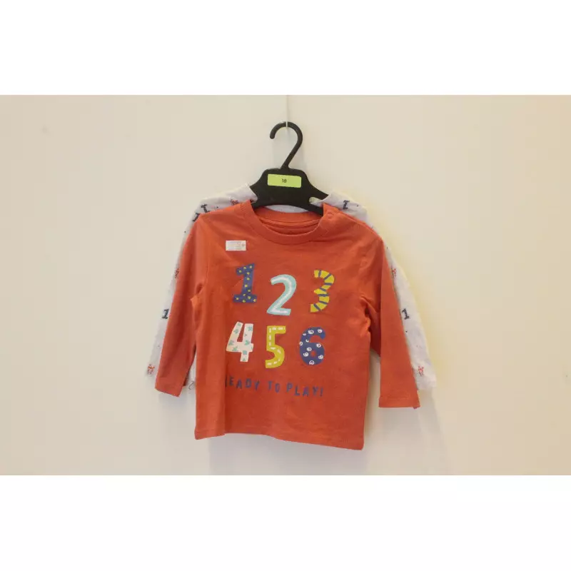 lot x2 t-shirts rouge et clair 18m