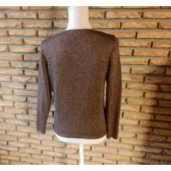 pull femme t.38  brun brillant - cassis -