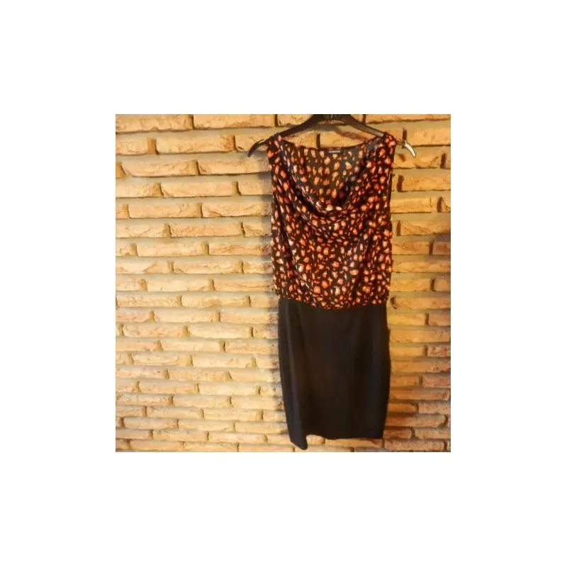 robe femme t.38 noire orange - morgan - 