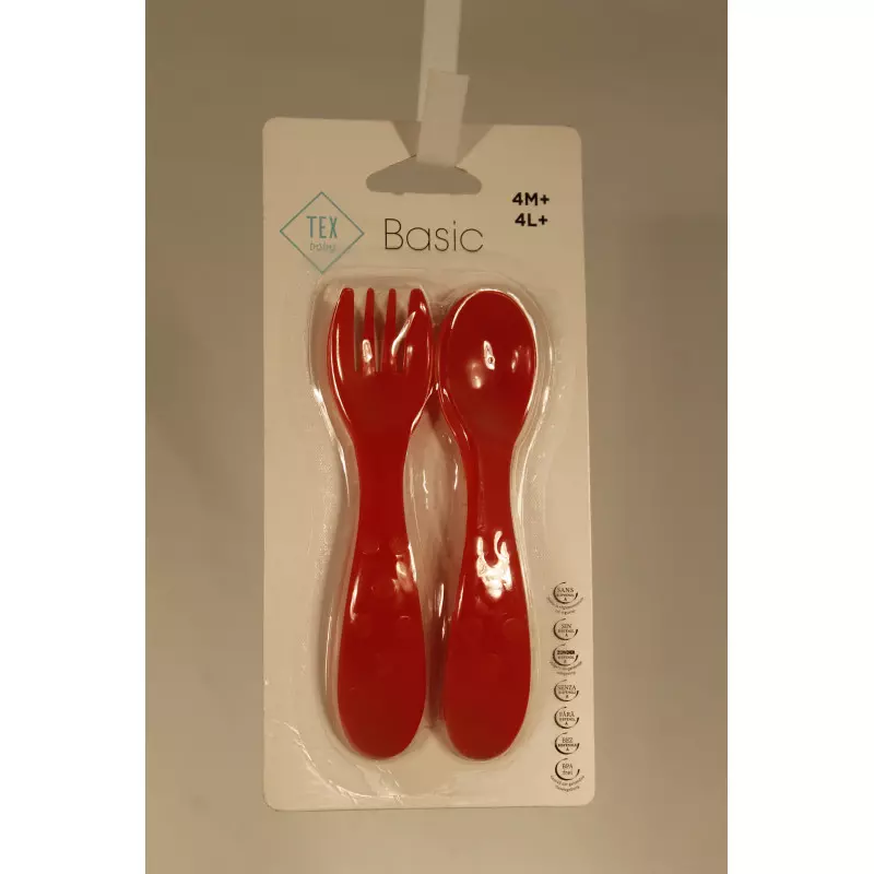 Cuillère bébé rouge en silicone TEX BABY : le lot de 2 cuillères à