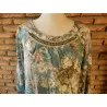 blouse femme t.40 bleue et grise - a.thiery -