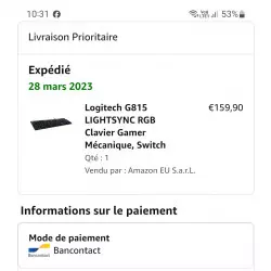 Clavier gaming Logitech ( achat mars 2023: 160€)