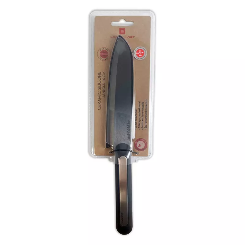 COUTEAU SANTOKU SILICONE NOIR